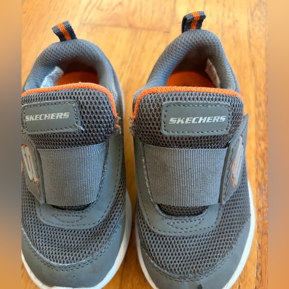 Skechers Kids Gray and Orange Sneakers